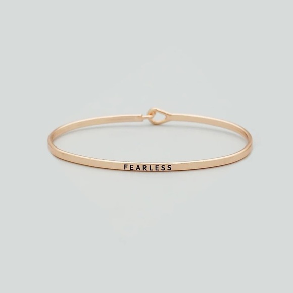 SILVER - “FEARLESS” Stackable Bangle Bracelet - Picture 2 of 2